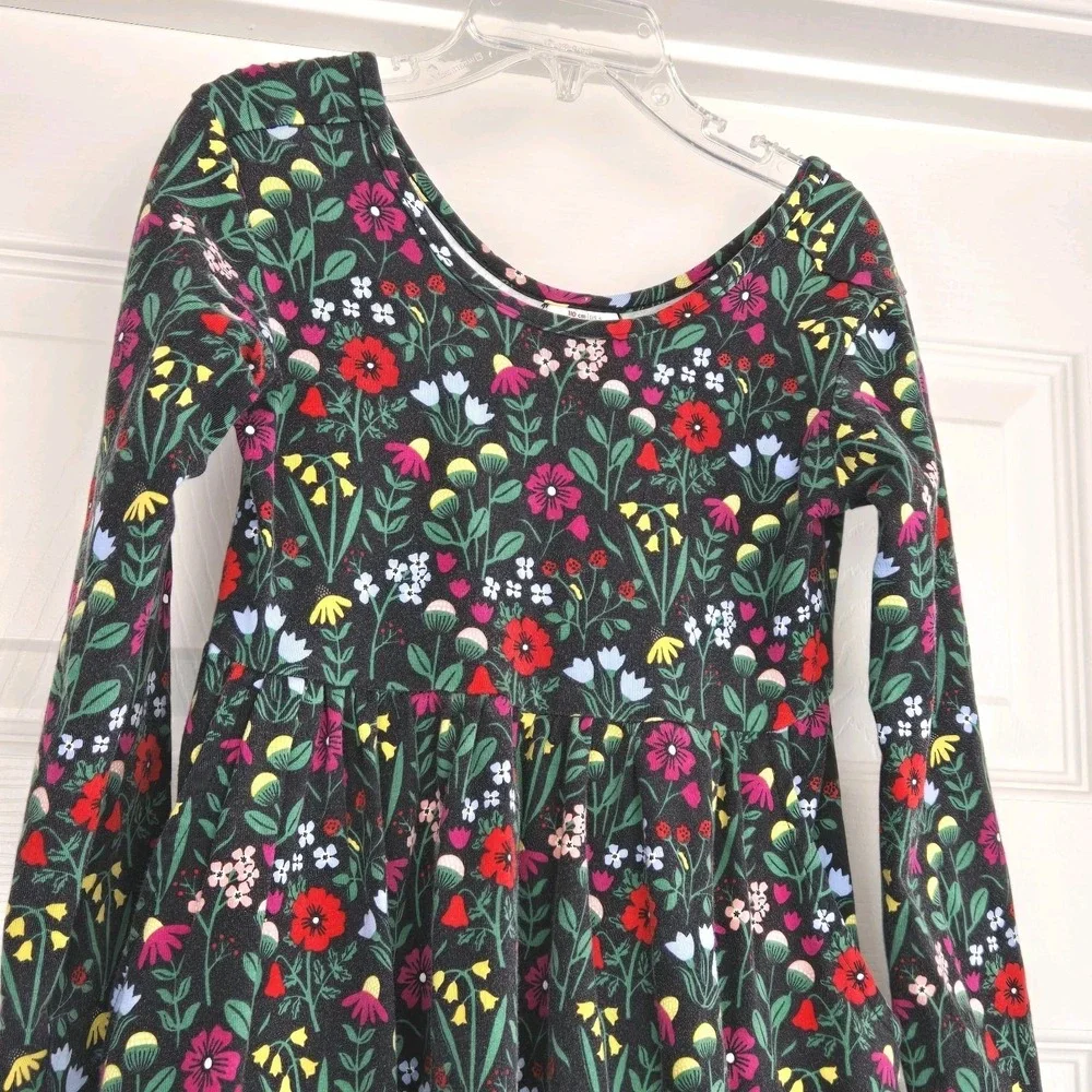 Hanna Andersson Girls Long Sleeve Pocket Skater Dress Size‎ 5 Floral Print 110